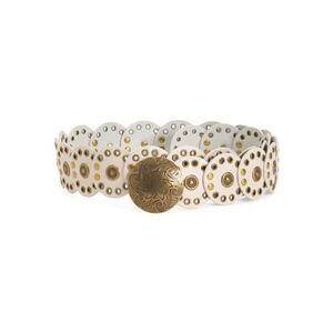 Most Wanted Womens Concho Belt Bone Leather Studded Scalloped S/M 5193